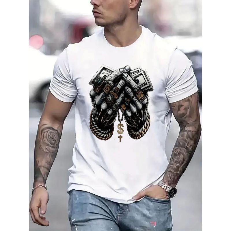 Europäische Größen Herren T-Shirt Bequem Rundhals Lässig Kurzarm Weiches Atmungsaktives Oberteil Herrenmode T-Shirt Sommer Frühling Streetwear