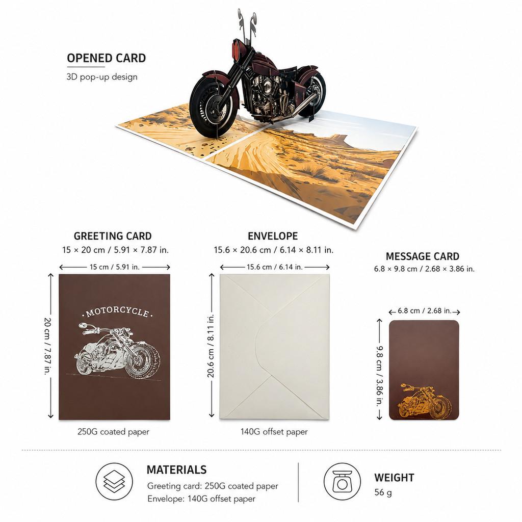 Modern Motorcycle 3d Pop Up Card For Birthday Gift For Dad