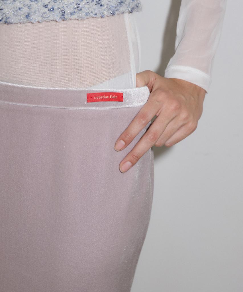 Obeodyupeulleeo Velvet Long Skirt_Silver
