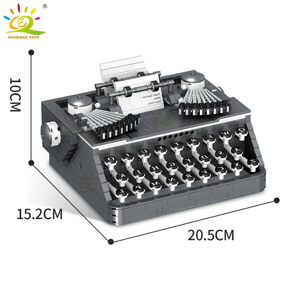 Non-Toxic Simulation Retro Typewriter Micro Building Blocks Mini Moc Bricks Model Constrution Children Toys For Kids Aldult