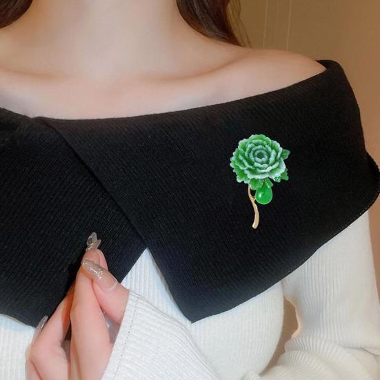 Peony Brooch Resin Flower Brooch Pin Retro Peony Lapel Pin Fashion Accessory