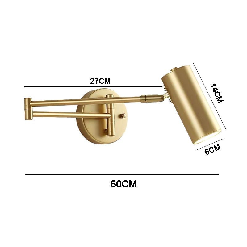 

Складная телескопическая лампа для чтения у кровати в спальне, креативная современная настенная лампа Without light source золотистый