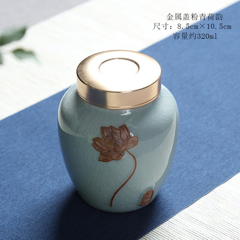 Kreatives Keramik Lotuswellen Keramik Teegefäß Feuchtigkeitsdichte Versiegelte Aufbewahrungsflasche Haushalt Großes Fassungsvermögen Süßigkeiten Aufbewahrungsglas Zuhause