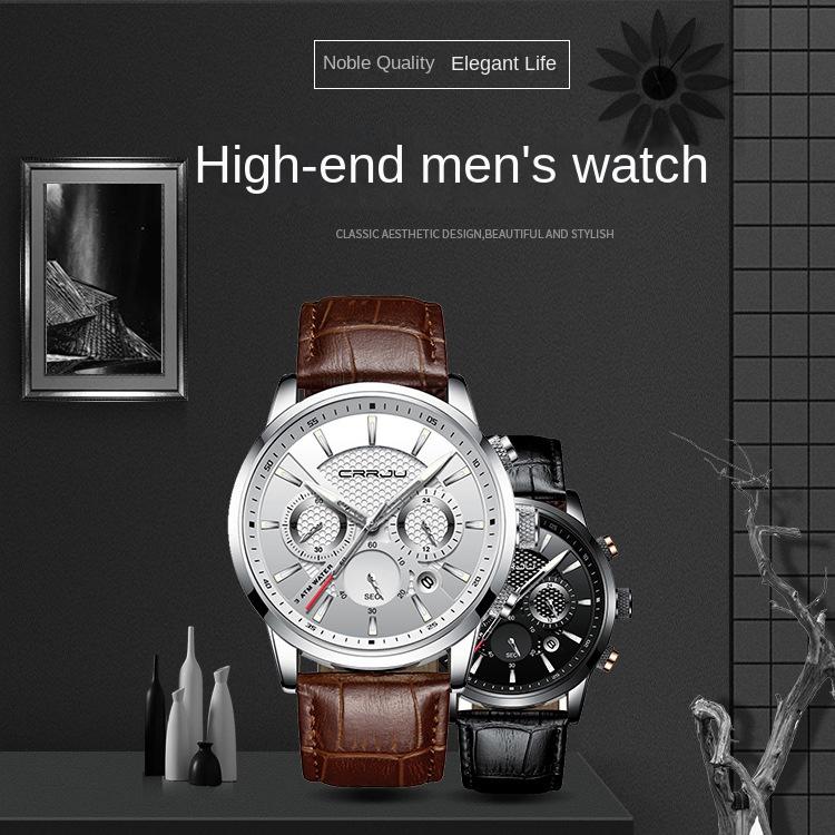 CRRJU-2212L Reloj cronógrafo de seis pines con cinturón Reloj de moda para hombres Reloj de negocios para hombres