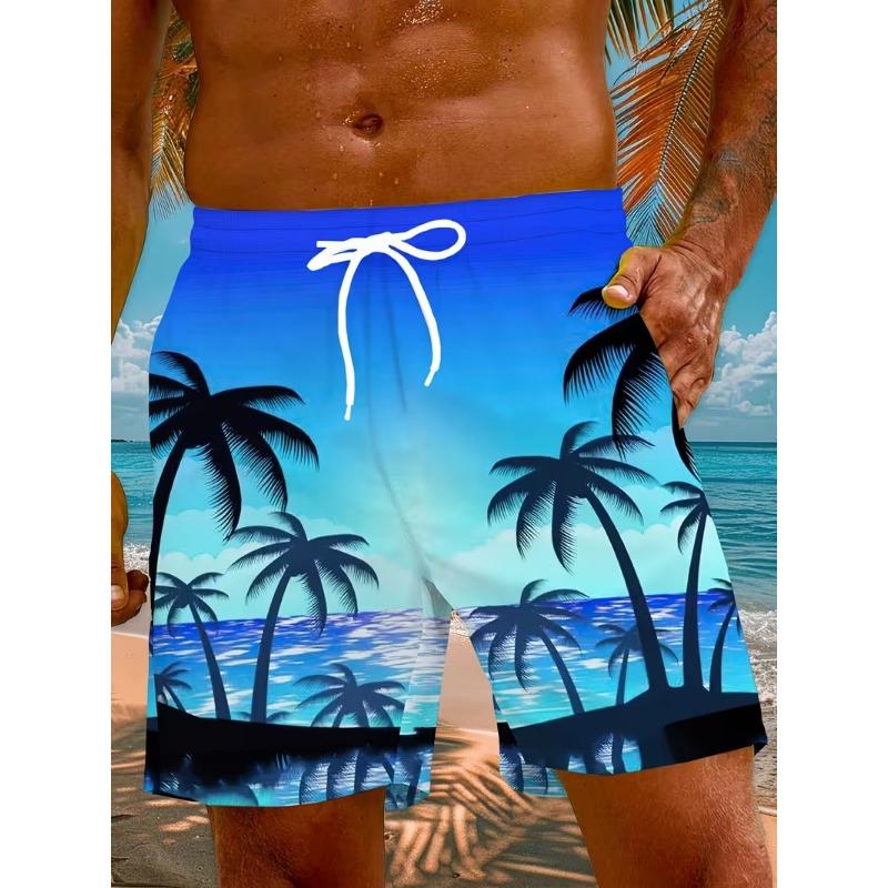 Tropical Palm Tree Print Men's Board Shorts 3D Print Men Beach Shorts Summer Outdoor Short Pants Party Holiday Sports Shorts