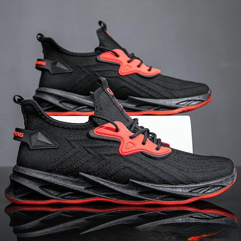 Men's Flying Woven Solid Color Sports Shoes Outdoor Running Shoes