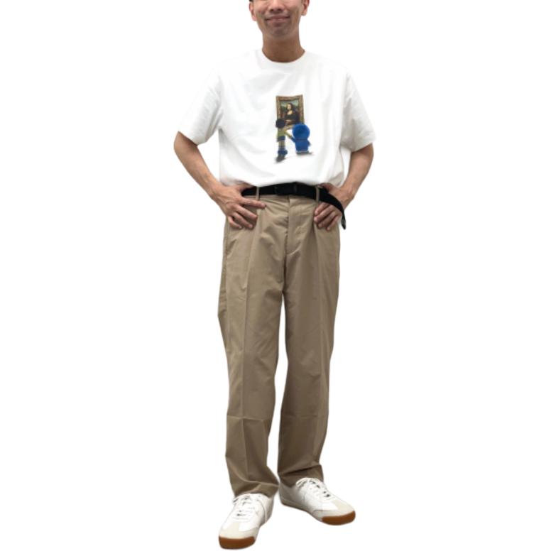 Uniqlo × Doraemon SS25 Mona Lisa Pattern Letter Print Casual Crew Neck Short Sleeve T-Shirt Unisex Tops White 474457-00