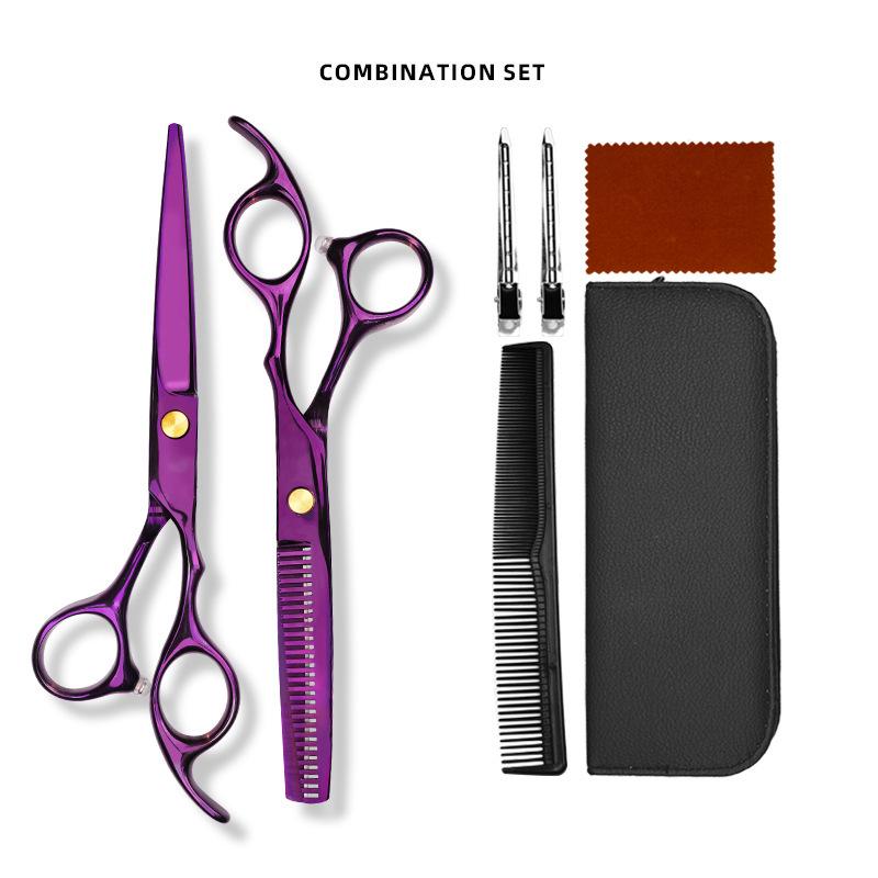 Stainless Steel Purple Professional Barber Hairdressing Scissors - Thinning & Chopping