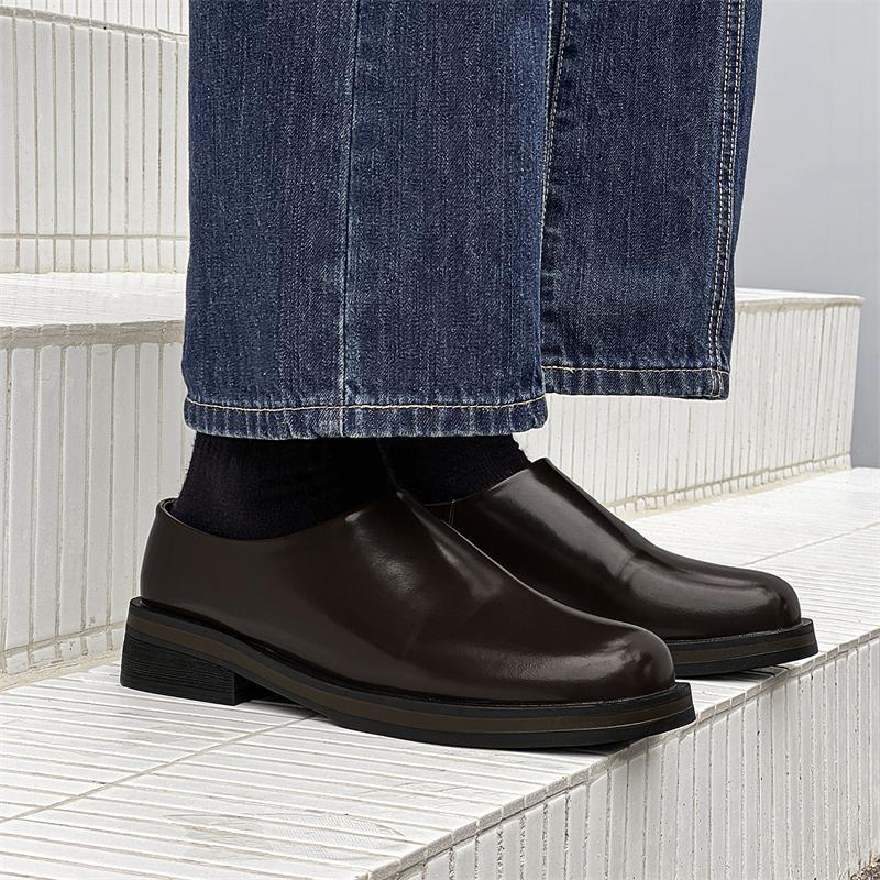 Fashion Fashionable Men's Casual Shoes Half-drag Thick-soled Commuter Boken Shoe Outdoor One-step Insole Height - Increasing Lazy Shoes