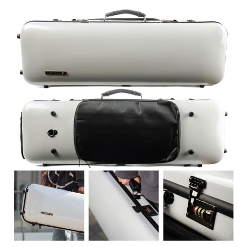 Christiana Carbon Fiber Rectangular Violin Case with Hygrometer and Password Lock (white Dot)