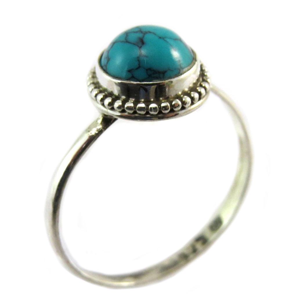 Silver Ring 'Charmes' Turquoise - 9 Mm