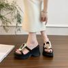 thick-soled wedge slippers women's new summer outer wear with skirts to increase the height of small people's one-word sandals