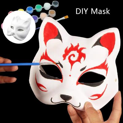 Anime-Füchse-Maske, japanisches Cosplay, Rave, handbemalt, Anime, Dämonentöter, Halbgesichts-Katzenmasken, Halloween, Verkleidung, Festival-Requisite