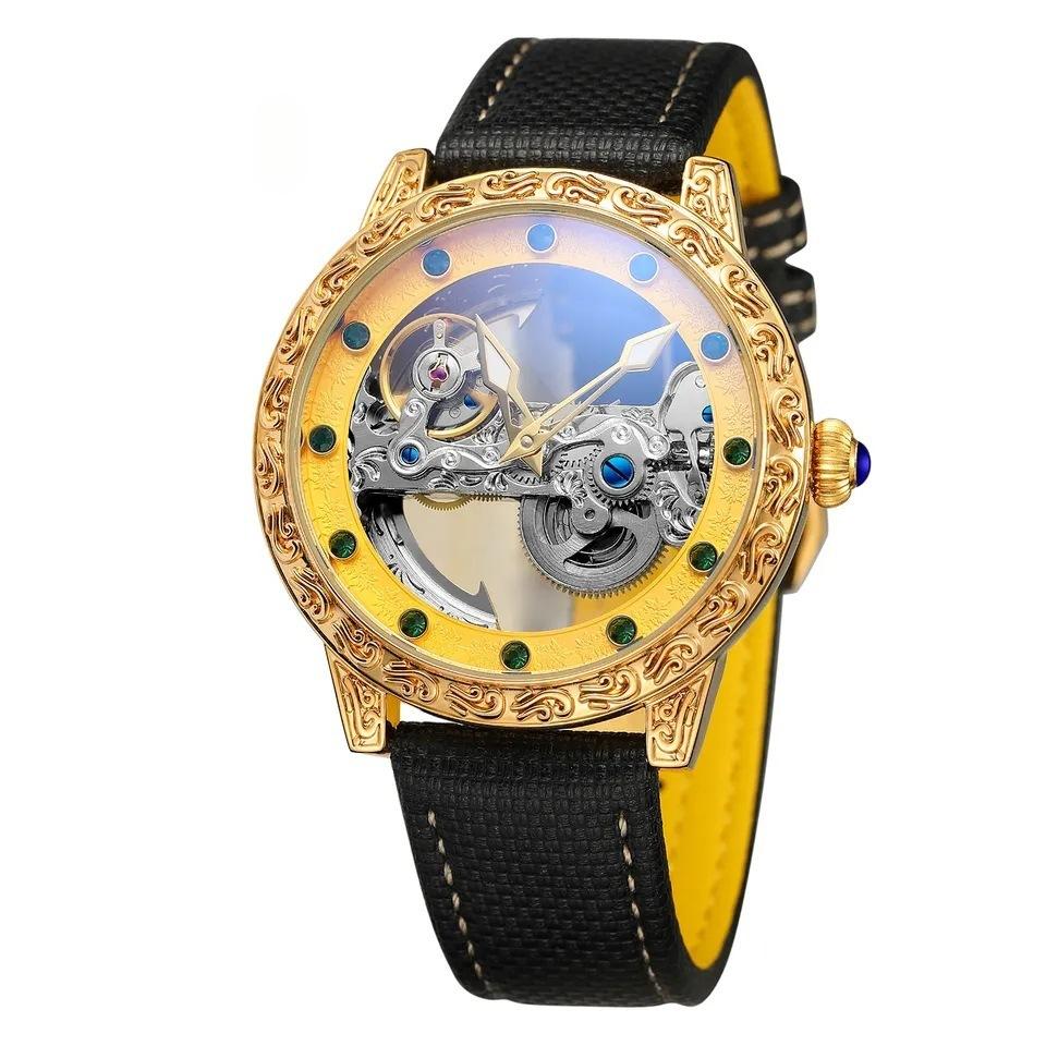 European-american Style Men's Fashion Casual Hollow Single Bridge Movement Automatic Mechanical Watch