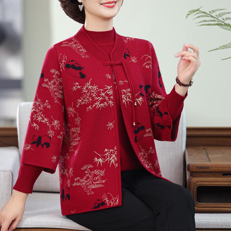 Autumn New Knitted Sweater Sweater Jacket In The Elderly Autumn
