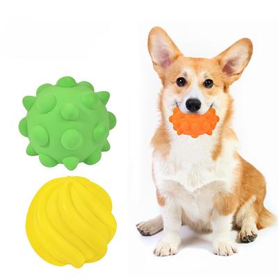 Cartoon Rubber Pet Toy Ball Squeaks, Grinds Teeth Without Damaging Them, Teeth Cleaning Training Is A Good Helper, Bite Resistant and Wear-resistant