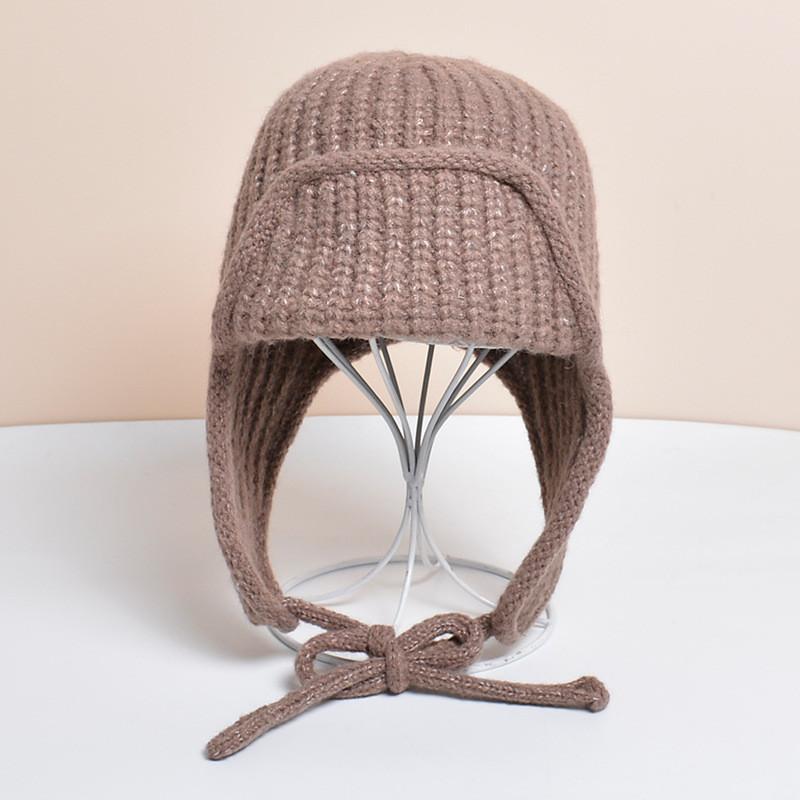 Knitted Winter Beanie Hat With Earmuffs For Women Outdoor Warmth And Windproof Protection