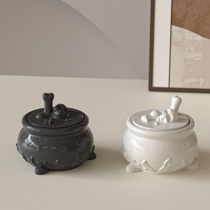 Silicone Skull Storage Jar Mold Suitable for Epoxy Resin Craft Halloween Organizers Storage Container with Hollow Design