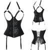 Corset Steampunk en Faux cuir pour femmes, Bustier Punk Rock, surbuste à boucle, Basque avec string