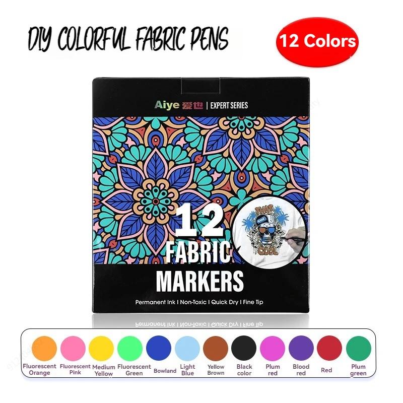 

Набор маркеров для ткани из 12/24 цветов - нетоксичная, нестираемая и стойкая краска для ткани, маркер для ткани с тонким кончиком