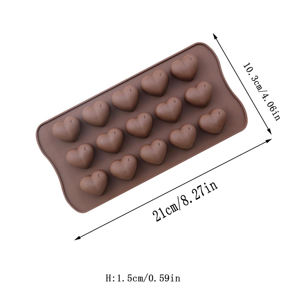 15-Cavity Heart Shaped Silicone Chocolate Mold Cake Fondant Candy Jelly Pudding Ice Cube Baking Mould for Valentine's Day