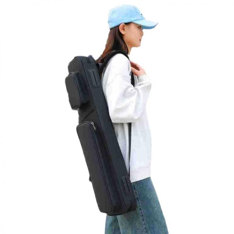 Portable Pool Cue Case Bag With PU Leather Cover Half-Size Storage Billiards Adjustable Padded Shoulder Strap Unisex
