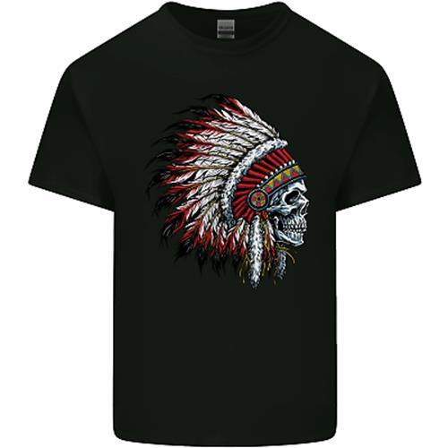 Indian Skull Headdress Biker Motorbike Mens Cotton T-Shirt Tee Top M