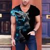 Oversized Animal T-shirt Unisex Black Tees Lion Print Shirts Pattern V-neck Tops Fashion Casual Short Sleeve Summer Unisex's Clothing