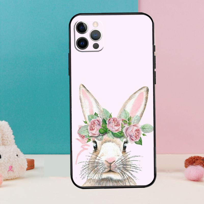 Cute Bunny Rabbit Phone Case For iPhone 17 Air 16 15 13 12 11 14 Pro Max 12 13 mini 15 16 Plus 16e Cover Coque