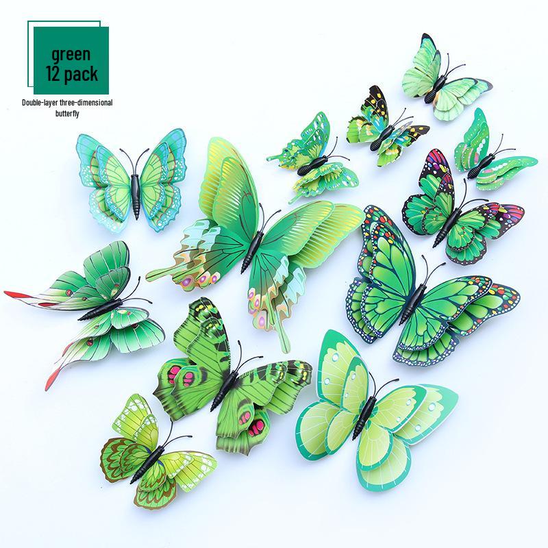 3D Colorful Double-Layer Butterfly Wall Sticker - Self-Adhesive Home Decor