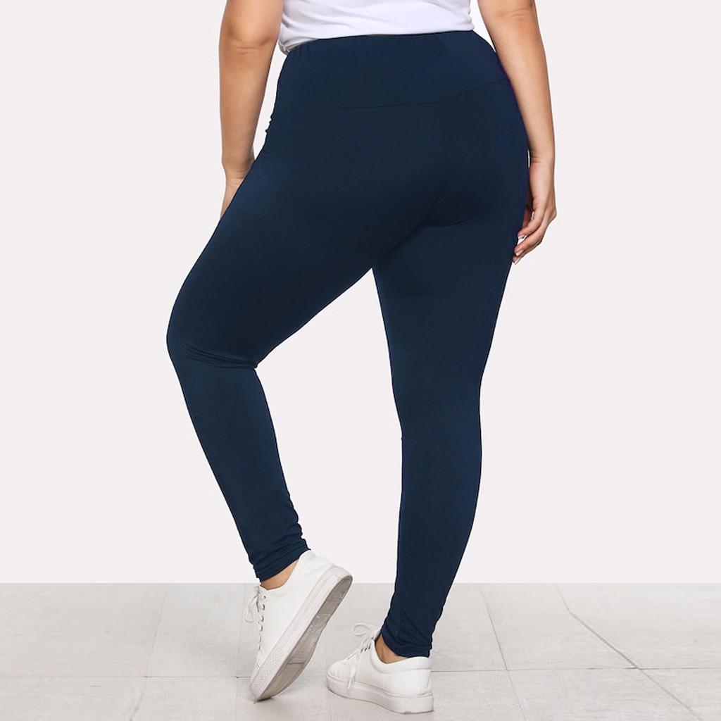 Fashion Plus Size Elastic Waist Womens Leggings Trousers Yoga Sport Skinny Pants