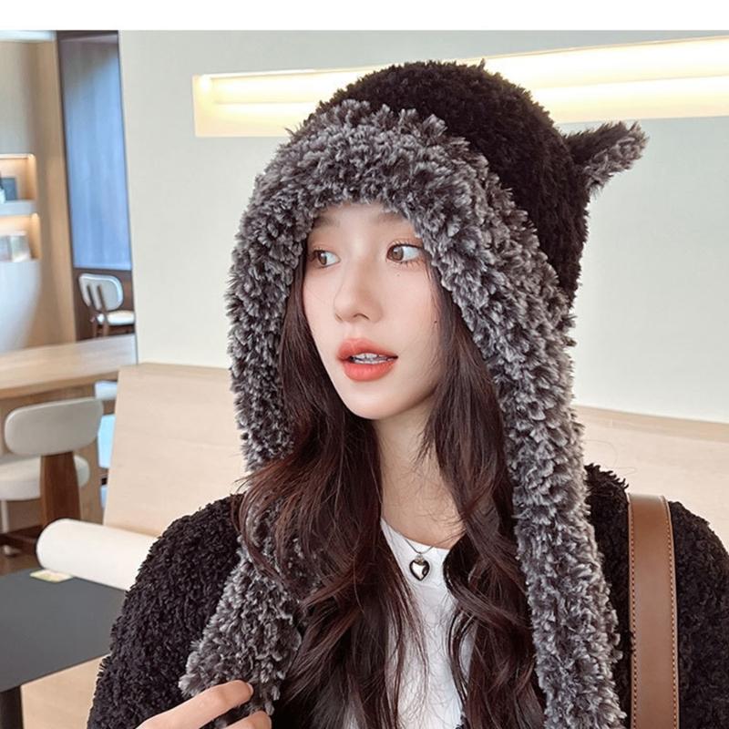 Winter Bear Ear Hat for Teens Keep Warm Protecting Ear Hat Windproof Outdoor