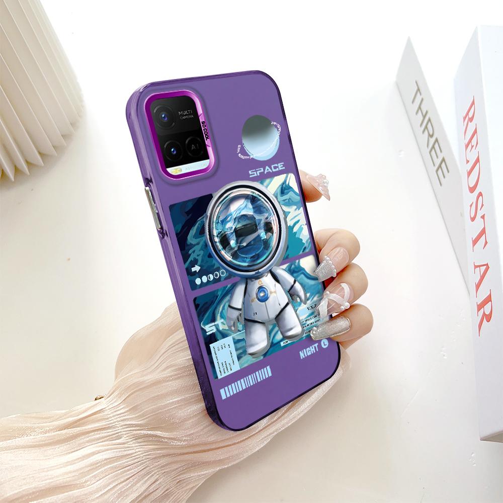 Malovaný Vzor Barevný Stříbrný Oboustranný Tvrdý Kryt Nárazuvzdorný Proti Pádu Pouzdro na Telefon pro Vivo