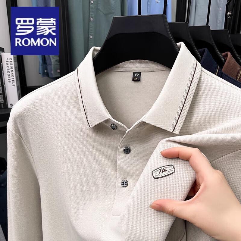 Romon Men s Double-Sided De Rong Thermal Long-Sleeve Polo Shirt M