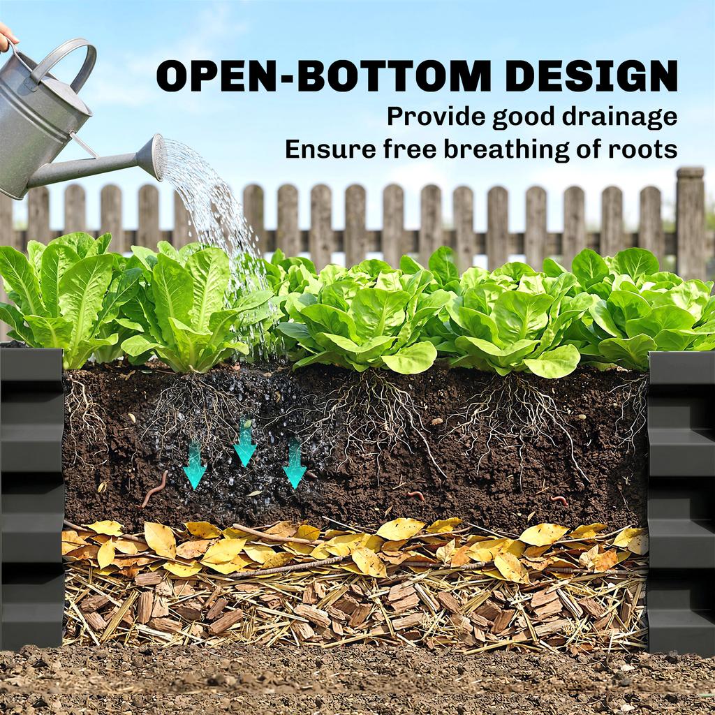 Raised garden bed, herb garden, weatherproof, open bottom, 100 x 60 x 30 cm, dark gray