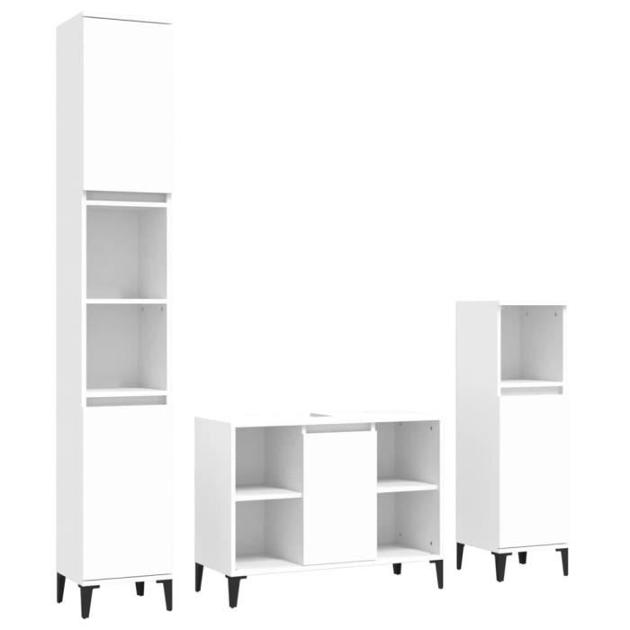 VidaXL Bathroom Furniture Set 3 Pcs White Engineered Wood 3185621