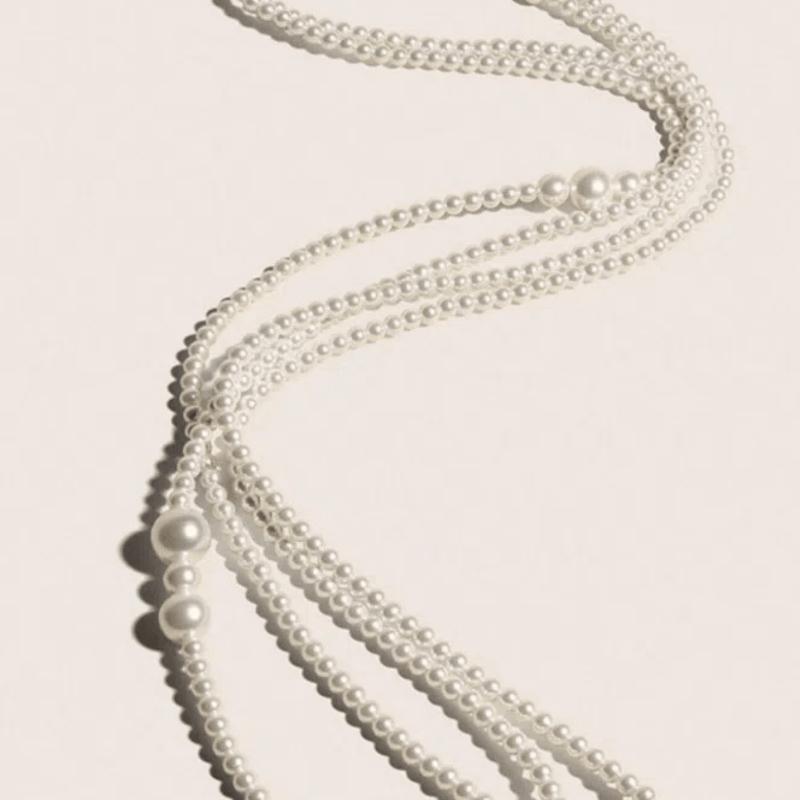 1pc Elegant Premium White Pearl Waist Chain Summer, School Fall, Autumn, Halloween