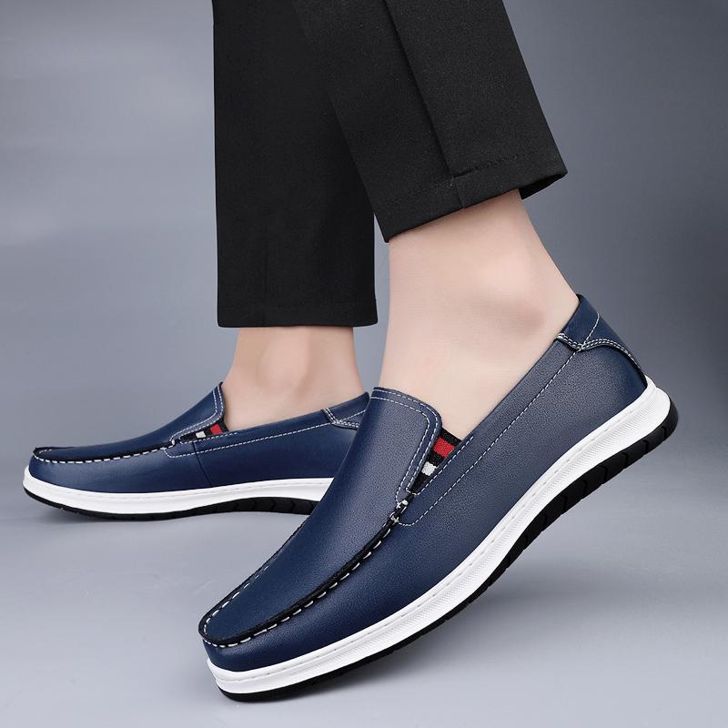 Fashion High Quality Split Leather Loafers Fashion Soft Soles Comfortable Business Office Shoes Men Slip-on Flat Bottomed Driving Shoes