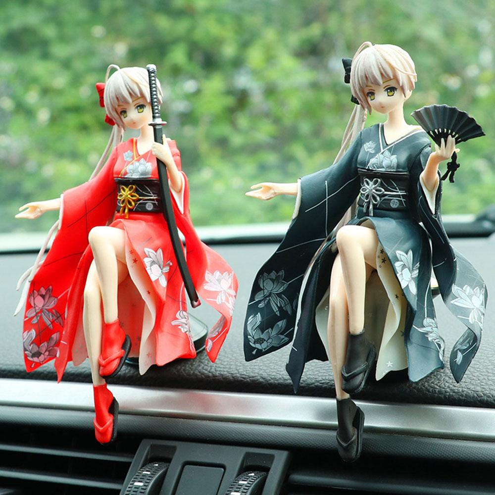 Anime Black Red Kasugano Sora PVC Action Figurine Collection Sitting Position Model Lovely Desktop Car Decoration Toys Kid Gifts