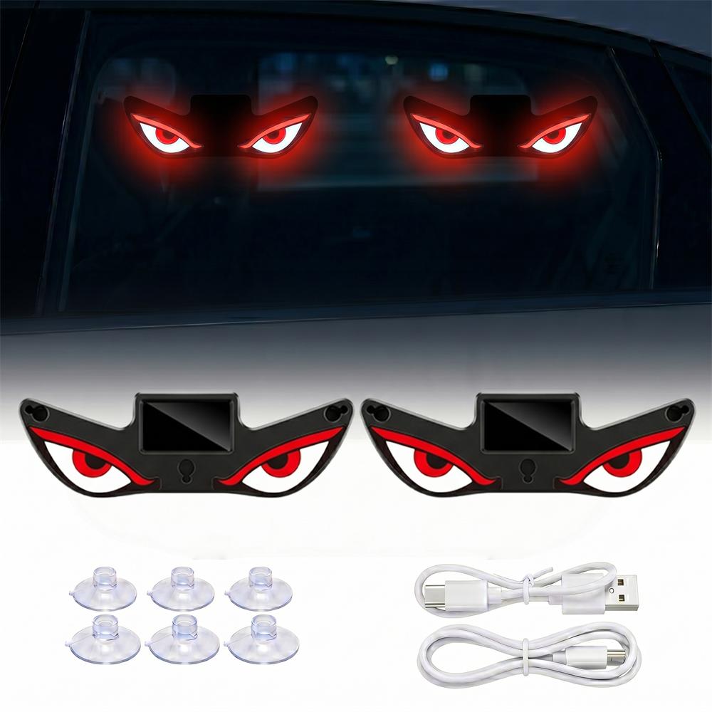 2PCS Solar Car Eyes Light LED Window Decoration Flashing Demon Eye Truck Demon Eye Dynamic Devil Eyes For LED Car Neon Lights 4