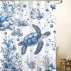 1pc Ocean-Themed Shower Curtain with Turtle Design, 70.8x70.8 Inch, Durable Polyester, Easy To Clean, Includes 12 Hooks - Ideal