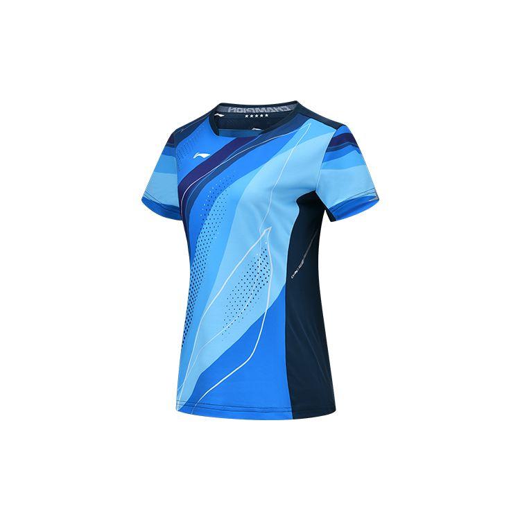 Li-Ning Funkční Rychleschnoucí Dámské Tričko s Krátkým Rukávem na Soutěže Modré AAYT028-2