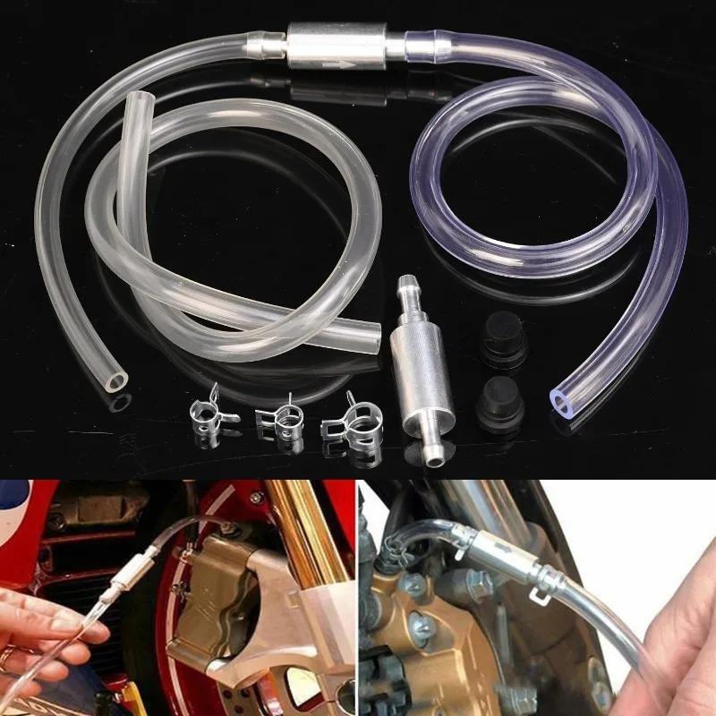 Motorcycle Brake Clutch Bleeder Hose Kit Hydraulic Brake Bleeder Tool with One Way Check Valve & Fuel Siphon Hose Tool