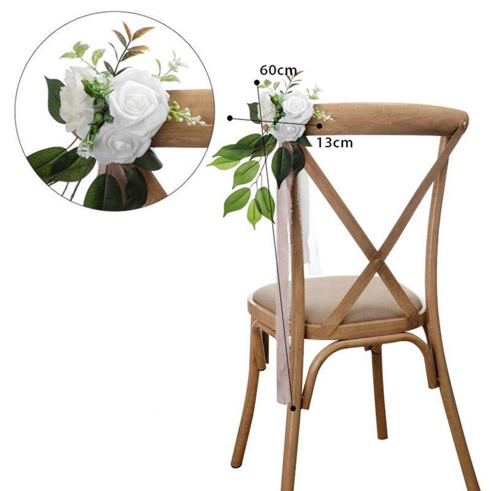 Outdoor Artificial Chair Back Flower Minimalist Style Simulation Rose Fake Flower For Wedding Decoration 17046#0