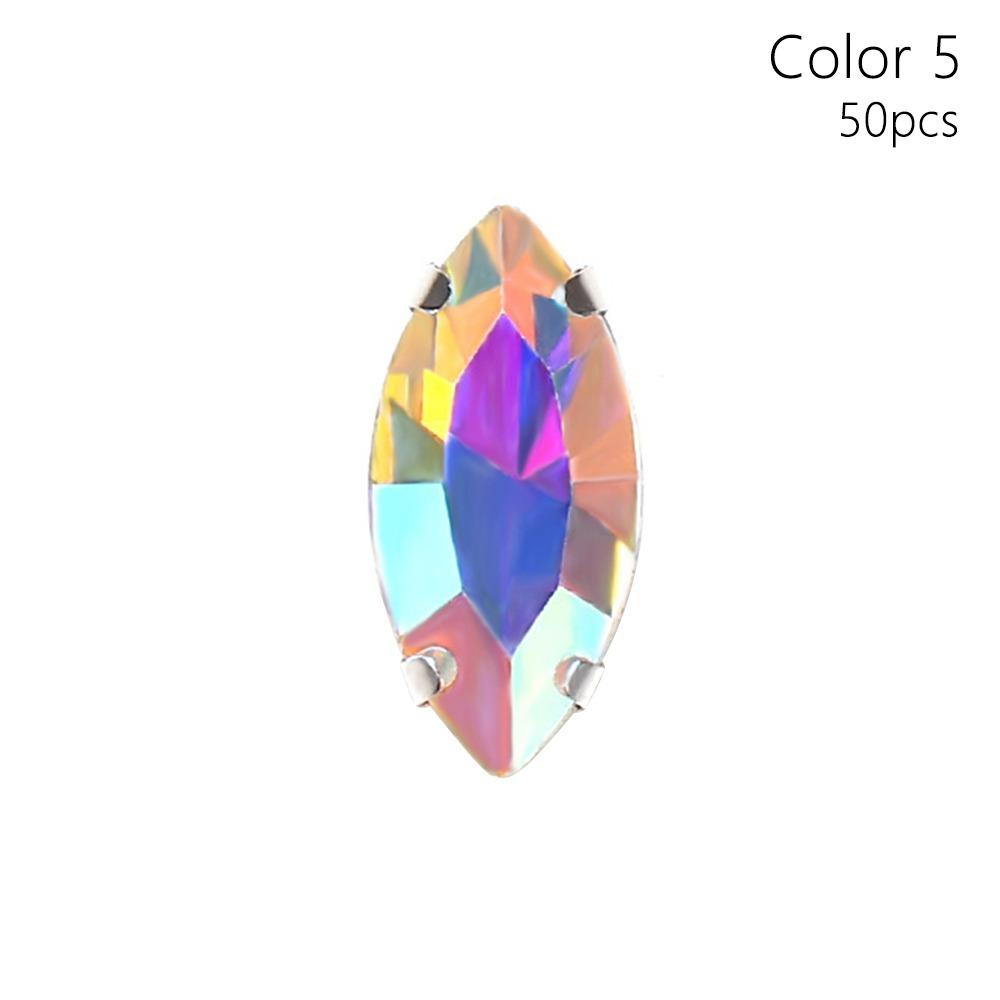 50Pcs/Pack Sew On Glass Crystal Stones With Silver Claw Diamond Beads Ornament  For Needlework