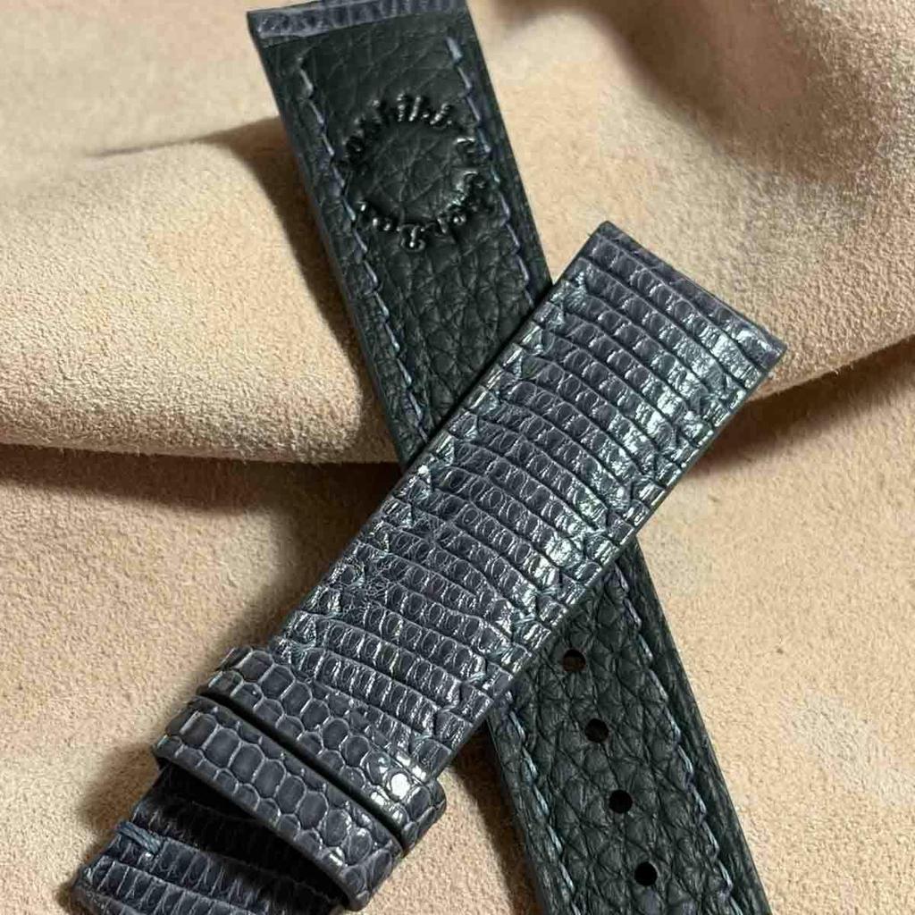 Used Liz-372 Lizard Leather Watch Strap Gray (Lug Width 20 Mm - Buckle Width 18 Mm)