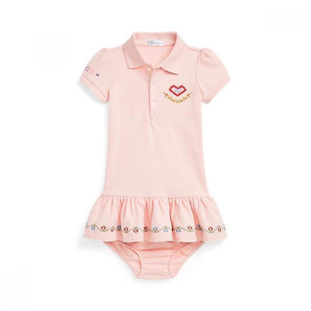 Ralph Lauren Baby Girl Embroidered Mesh Polo Dress Bloomer Cwpodrsf3d20367650 12M
