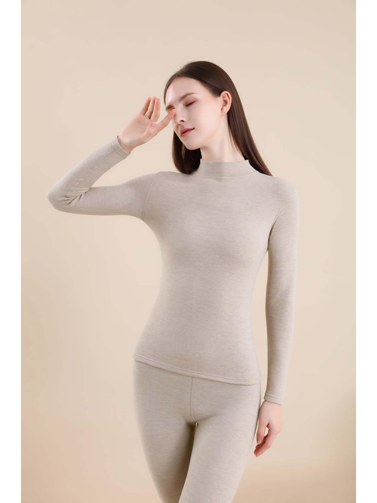 

Комплект термобелья унисекс : Настоящий кашемировый шелк, полувысокий воротник для осени/зимы - теплый, удобный, однотонный. L Women (85-100 lbs)