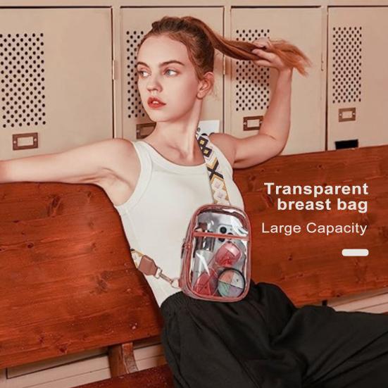 Clear Crossbody Purse Bag with Adjustable Shoulder Strap Zipper Closure Waterproof Phone Glasses Bag for Women