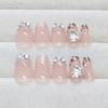 24 Pcs Explosive Love Diamonds Stacked Diamonds French Sweet Girl Fashion Atmosphere Wearing Nail Removable Nail Art Diamond 24 Pieces